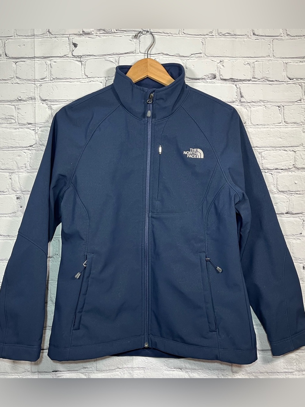 The North Face Apex Bionic Jacket Womens Large Blue Softshell Windproof Full Zip